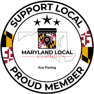 Circular badge with Maryland flag, state map, and text: “Support Local, Proud Member, Maryland Local Businesses.”.